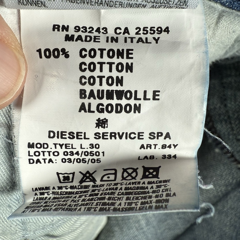 Vintage Diesel Tyel Jeans Mens 36x30 Bootcut Button Fly Italy Distress Y2K Relax - Picture 4 of 11